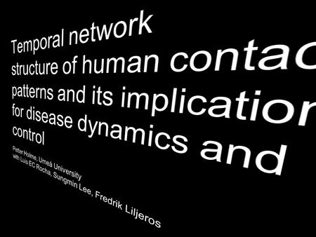 Network theory 101 Temporal effects What we are interested in What kind of relevant temporal /topological structures are there? Why? How does.