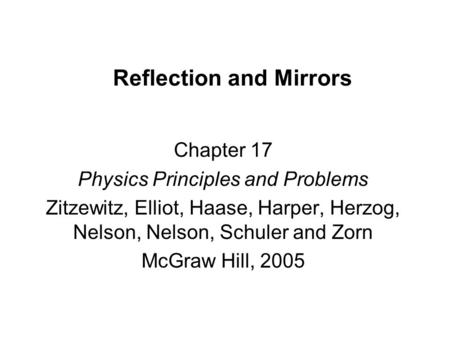 Reflection and Mirrors