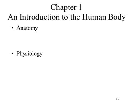 1-1 Chapter 1 An Introduction to the Human Body Anatomy Physiology.