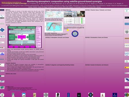 Monitoring atmospheric composition using satellite-ground-based synergies P. Ciais (1), C. Textor (1), M. Logan (1), P. Keckhut (2), B. Buchmann (4), S.