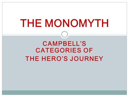 Campbell’s Categories of the Hero’s Journey