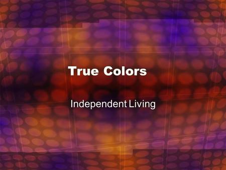 True Colors Independent Living. What is True Colors? A career finding technique that helps you: –Discover your true talents –Create a positive, clear.