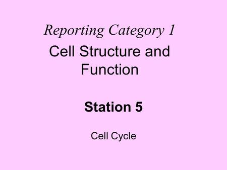 Cell Structure and Function