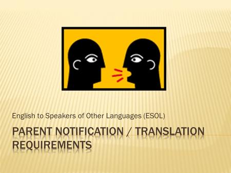 English to Speakers of Other Languages (ESOL).  Prohibits discrimination based on race, color or national origin in programs receiving federal assistance.