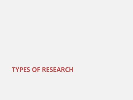 TYPES OF RESEARCH. Descriptive research Violent crime has been falling since the early 1990’s. Imprisonment is still increasing, but at a slower rate.