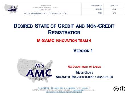 Multi-State Advanced Manufacturing Consortium US DOL SPONSORED TAACCCT GRANT: TC23767 RELEASE DATE10/31/2013 VERSIONv 002 PAGE 4_2_c_20150421_v_002_desired_state_c_nc_registration4_2_c_20150421_v_002_desired_state_c_nc_registration.