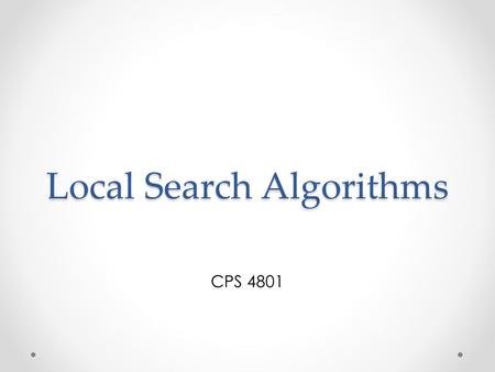 Local Search Algorithms