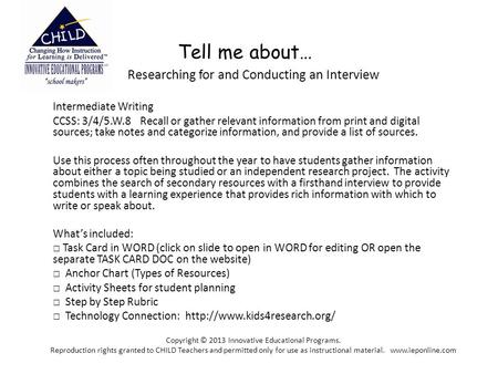 Tell me about… Researching for and Conducting an Interview