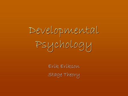 Developmental Psychology