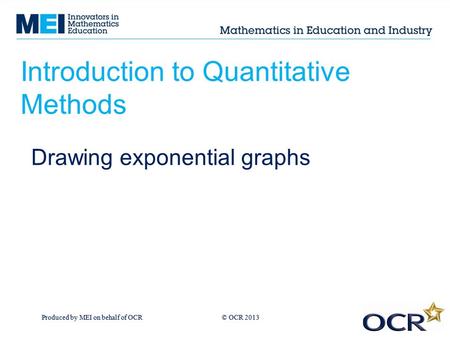 Introduction to Quantitative Methods