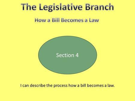 Section 4 I can describe the process how a bill becomes a law.