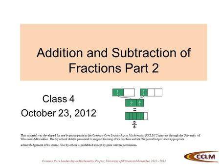 Addition and Subtraction of Fractions Part 2