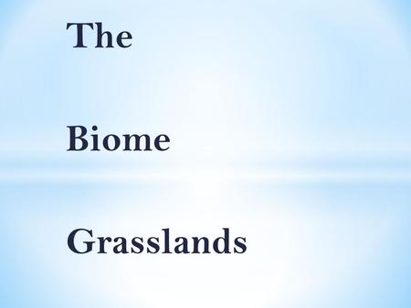 The Biome Grasslands. Grasslands are an essential part of life. They occur in North (the prairies) and South America, Australia, the veld, lowlands, Asia.