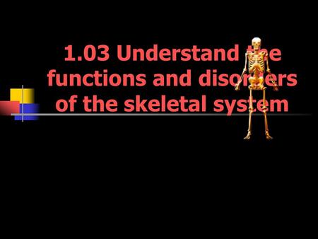 1.03 Understand the functions and disorders of the skeletal system.