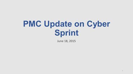 PMC Update on Cyber Sprint June 18, 2015 1. Overview: 30-Day Cyber Sprint 1.Interagency Cyber Sprint Team: Launched June 11 and executing against the.