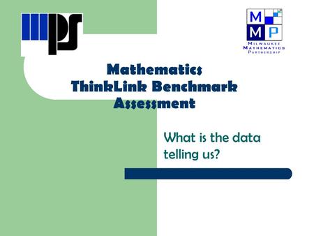 Mathematics ThinkLink Benchmark Assessment What is the data telling us?