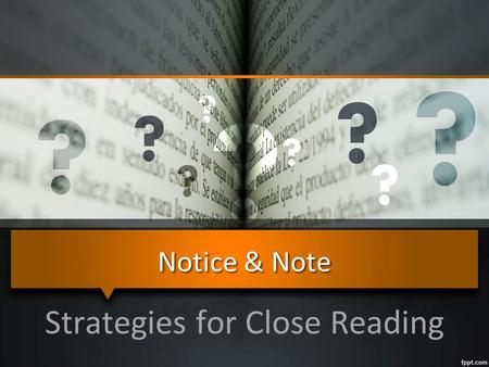 Strategies for Close Reading