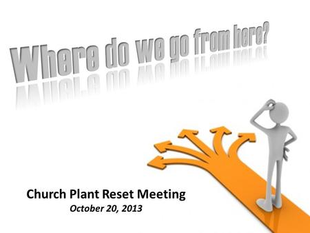 Church Plant Reset Meeting October 20, 2013. 1.We must acknowledge where we are 2.Continue to love and value one another over our own opinions, ideas.