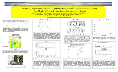 Ceilometer Observation of Seasonal and Diurnal Variation in Cloud Cover Fraction, Cloud Base Height, and Visual Range in the Eastern Amazon Region Matthew.