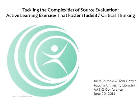 Tackling the Complexities of Source Evaluation: Active Learning Exercises That Foster Students’ Critical Thinking Juliet Rumble & Toni Carter Auburn University.