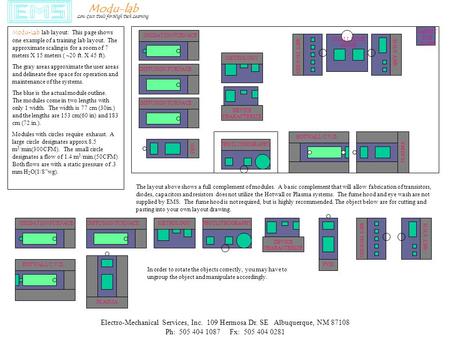 Modu-lab Low Cost Tools for High Tech Learning Electro-Mechanical Services, Inc. 109 Hermosa Dr. SE Albuquerque, NM 87108 Ph: 505 404 1087 Fx: 505 404.