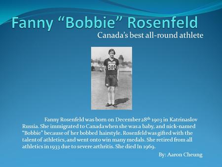 Fanny “Bobbie” Rosenfeld