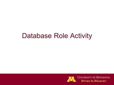 Database Role Activity. DB Role and Privileges Worksheet.