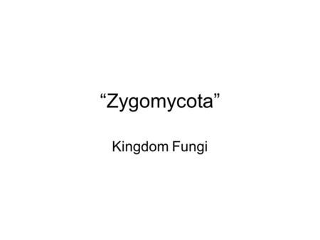 “Zygomycota” Kingdom Fungi. “Zygomycota” Vegetative stage – well developed aseptate hyphae Asexual reproduction by nonmotile sporangiospores Sexual reproduction.