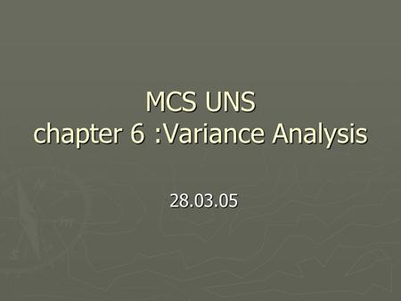 MCS UNS chapter 6 :Variance Analysis