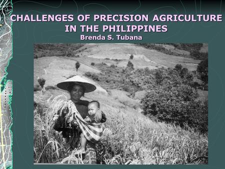 CHALLENGES OF PRECISION AGRICULTURE IN THE PHILIPPINES Brenda S. Tubana Brenda S. Tubana.