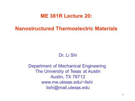 Nanostructured Thermoelectric Materials