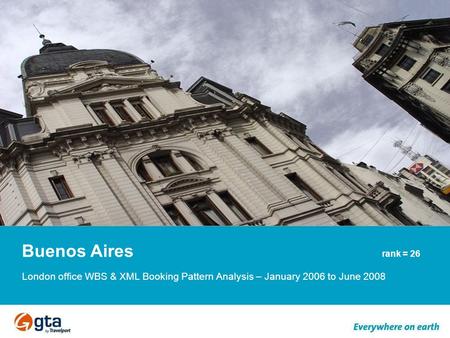 Buenos Aires rank = 26 London office WBS & XML Booking Pattern Analysis – January 2006 to June 2008.