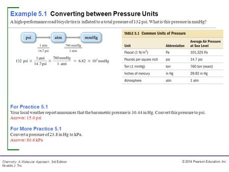 Example 5.1 Converting between Pressure Units