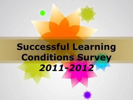 Page 1 Successful Learning Conditions Survey 2011-2012.