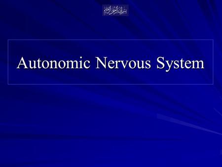 Autonomic Nervous System