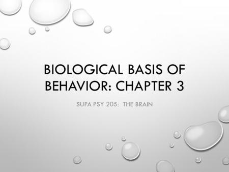 BIOLOGICAL BASIS OF BEHAVIOR: CHAPTER 3 SUPA PSY 205: THE BRAIN.