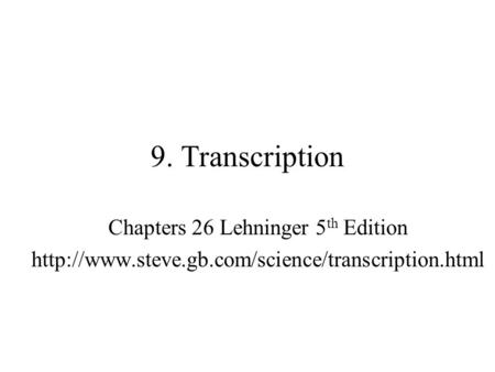 Chapters 26 Lehninger 5th Edition