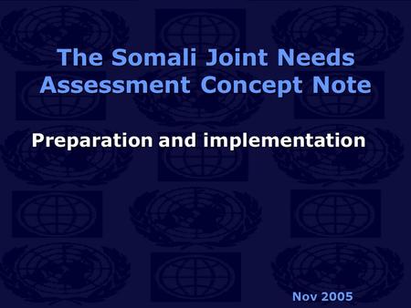 The Somali Joint Needs Assessment Concept Note Preparation and implementation Nov 2005.