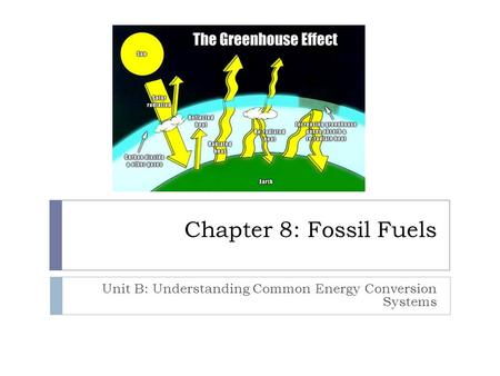 Chapter 8: Fossil Fuels Unit B: Understanding Common Energy Conversion Systems.