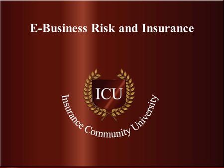 . www.InsuranceCommunityUniversity.com E-Business Risk and Insurance.