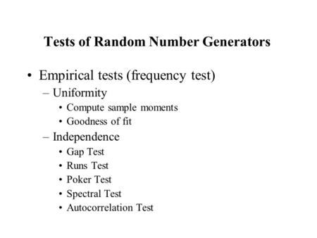 Tests of Random Number Generators