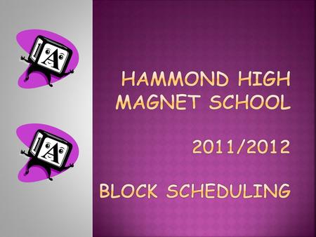 Traditional Schedule: Block Schedule: 7 periods per day 4 periods per day 55 minute periods 90 minute periods 3– 25 minute lunches 4–30 minute lunches.