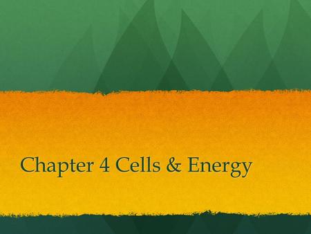 Chapter 4 Cells & Energy.