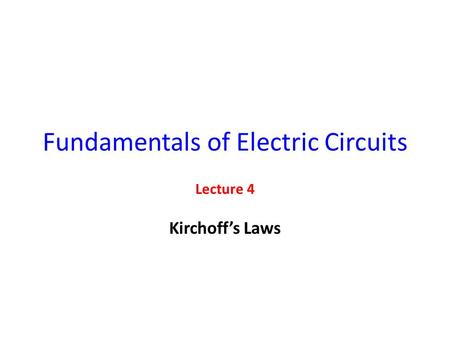 Fundamentals of Electric Circuits