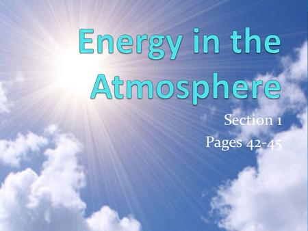 Energy in the Atmosphere