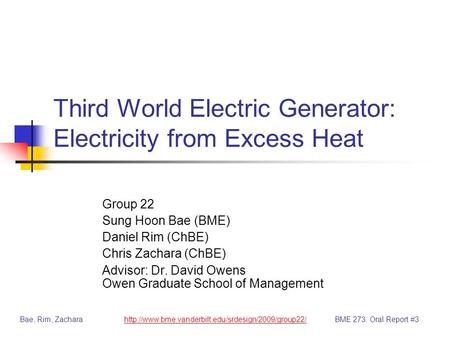 Third World Electric Generator: Electricity from Excess Heat