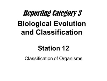 Classification of Organisms