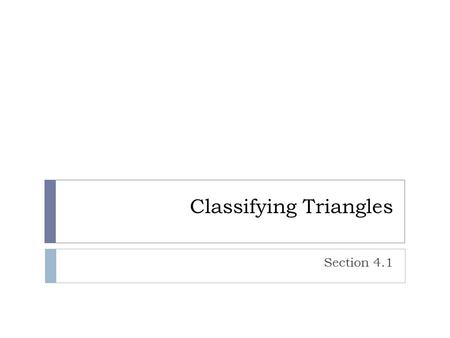 Classifying Triangles