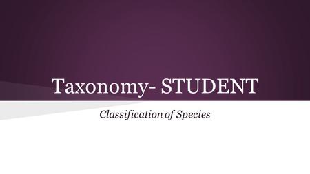 Classification of Species