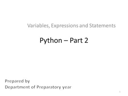 Variables, Expressions and Statements